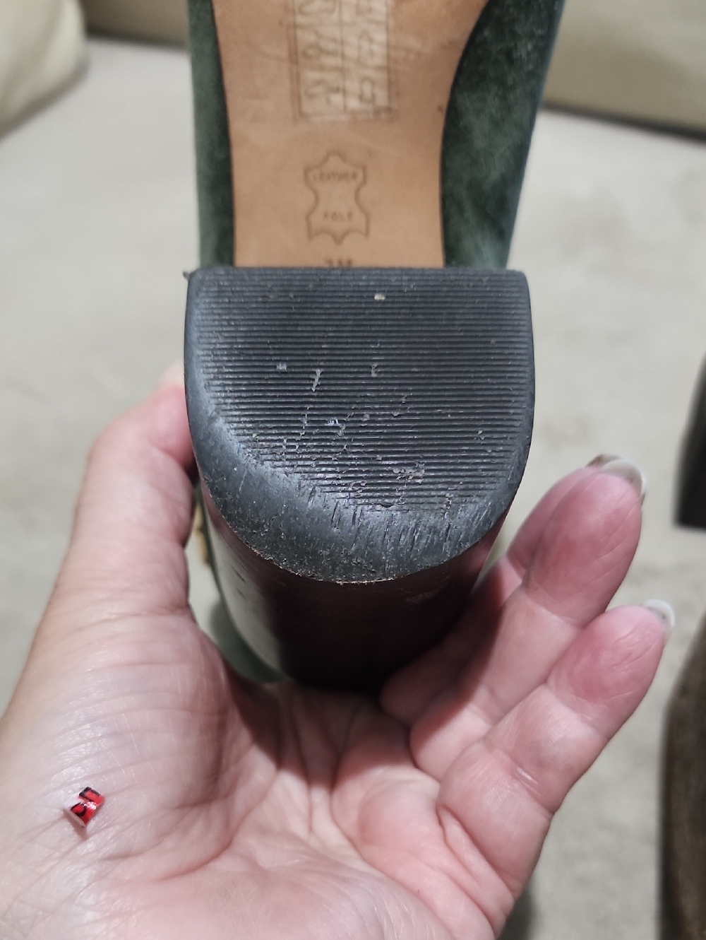 Tory Burch Kira 70mm Stud Suede Bootie in Olive Green - Picture 9 of 12